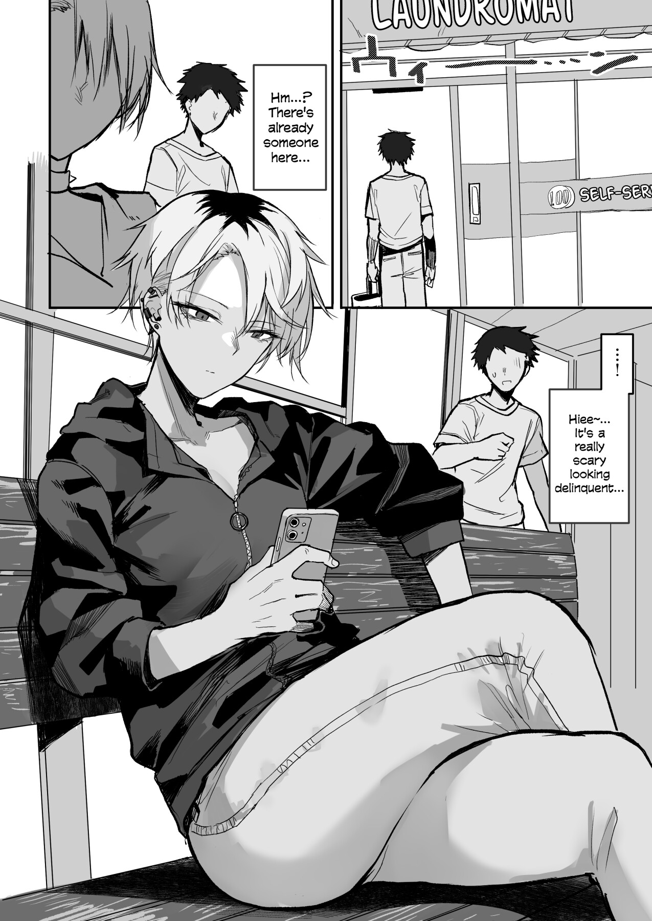 Hentai Manga Comic-A Manga About Getting Mixed Up With A Scary Delinquent At The Laundromat-Read-1
